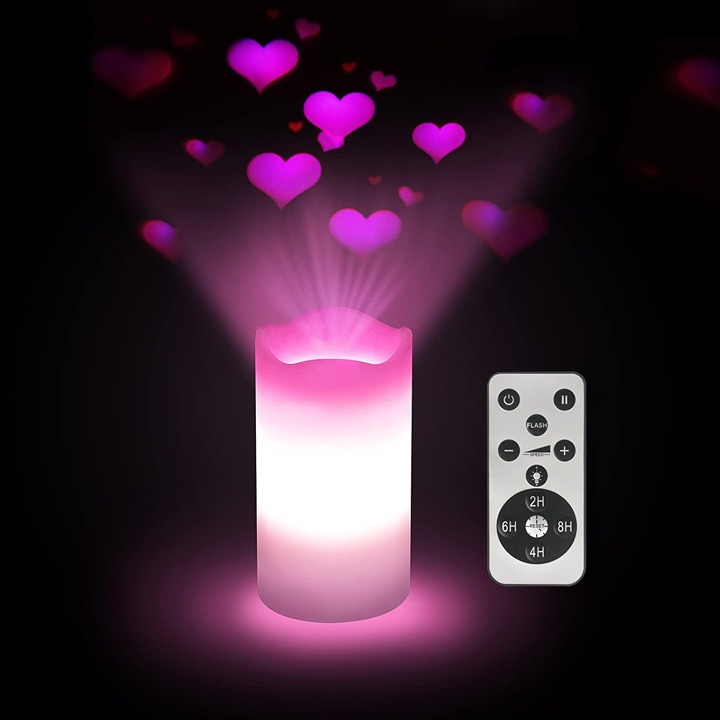 Valentines Day Flameless Candles Romantic Pink Heart Battery