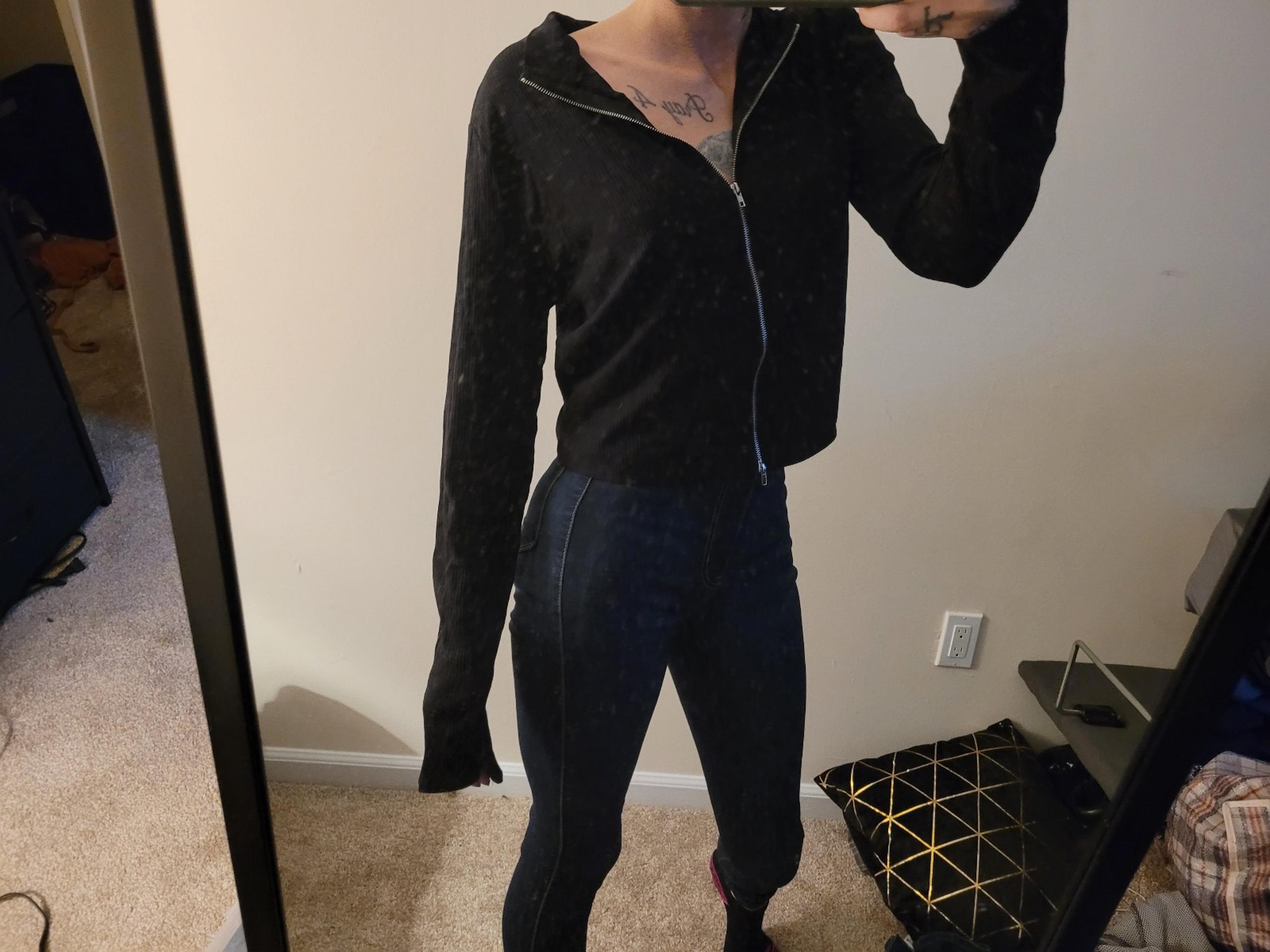 Large black fashion nova zip up sweater
