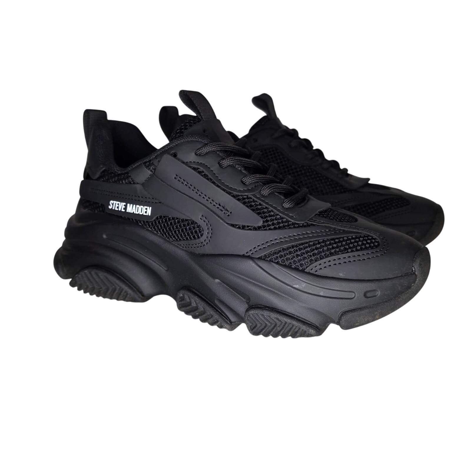 Steve Madden Possession Platform Sneaker Women Size 7.5 All Black Chunky Shoes