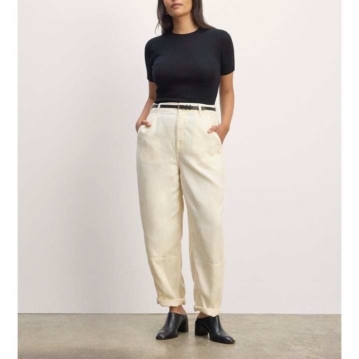 Everlane The Chino Buttersoft Pant in Bone Ivory Womens 6 High Rise NWOT