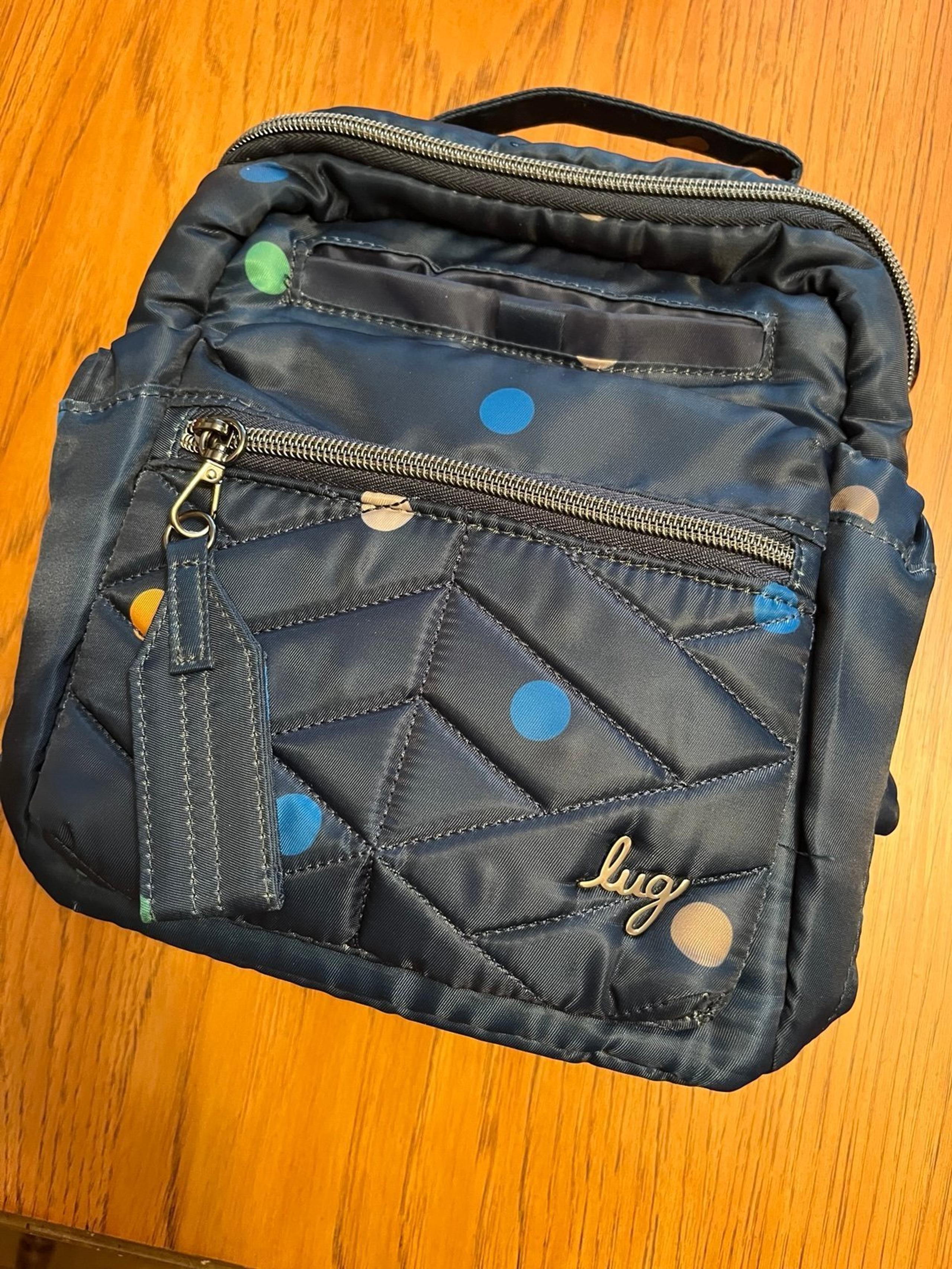 Lug Alpine Purse Bag - Blue with Colorful Polka Dots - EXCELLENT CONDITION!