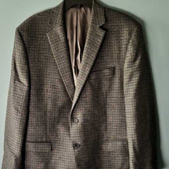 Lauren Ralph Lauren Blazer Sport Coat Men 44R Gray Black Check Wool 2 Button