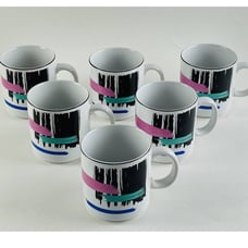 6 Design Concepts Liza by Newcor 1992 Coffee Mugs Vintage Retro Brush Stroke 80s