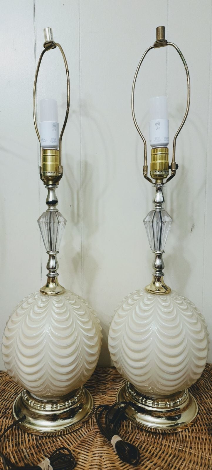 Vintage Lamp pair with lighted globe base