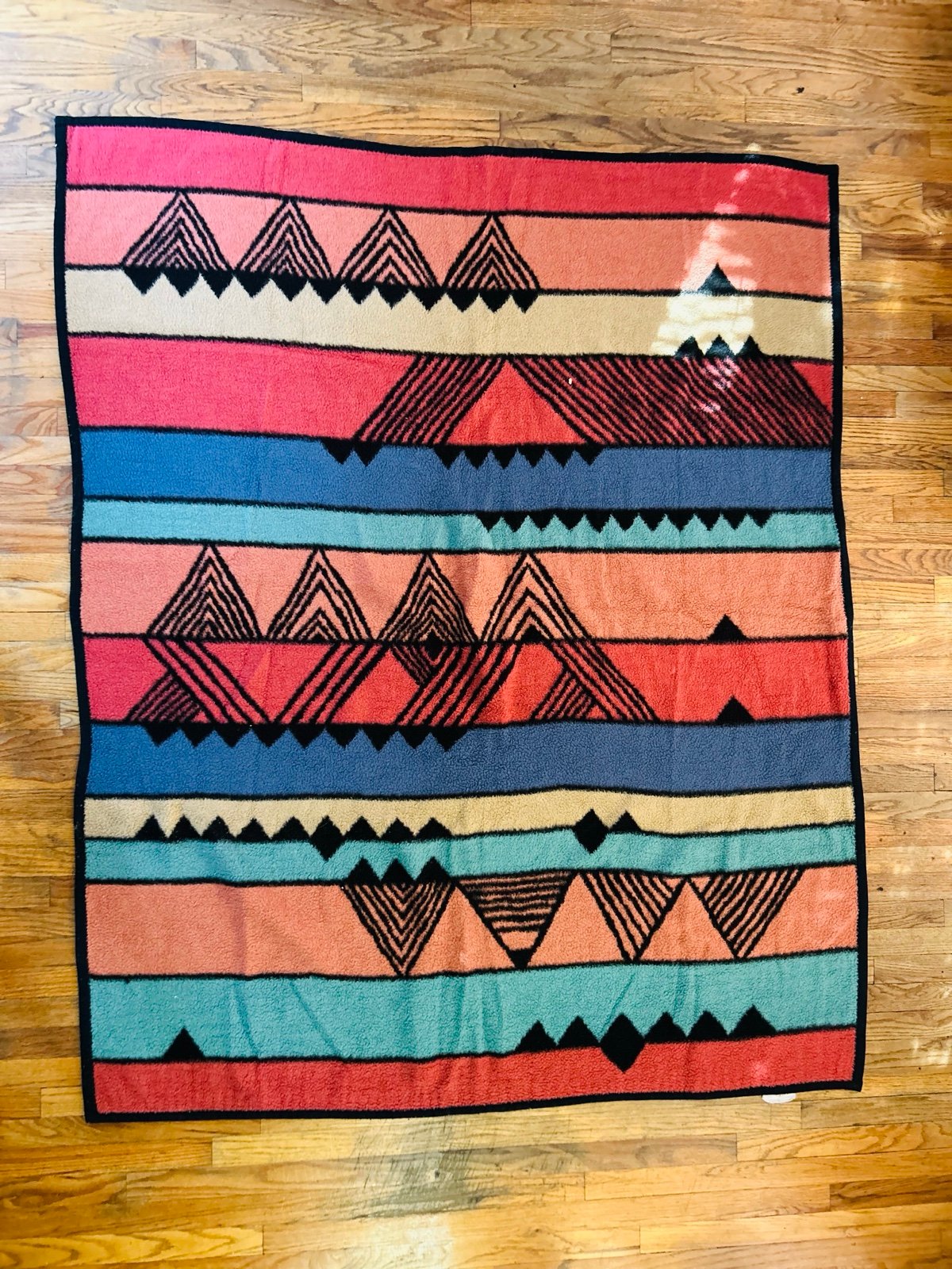 Vintage 90s Biederlack Fleece Blanket Aztec Southwestern Colorful