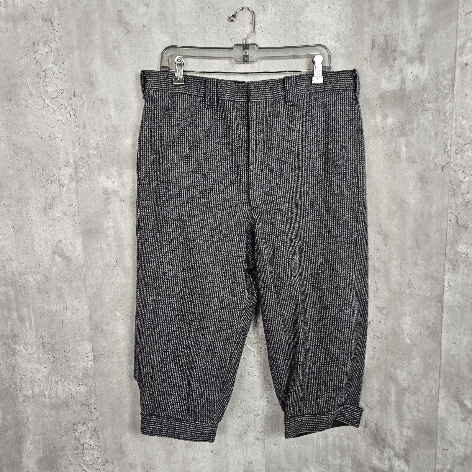 VTG LL Bean Mens 36 Grey Wool Blend Trousers w/ Suspender Buttons Hunting Snow