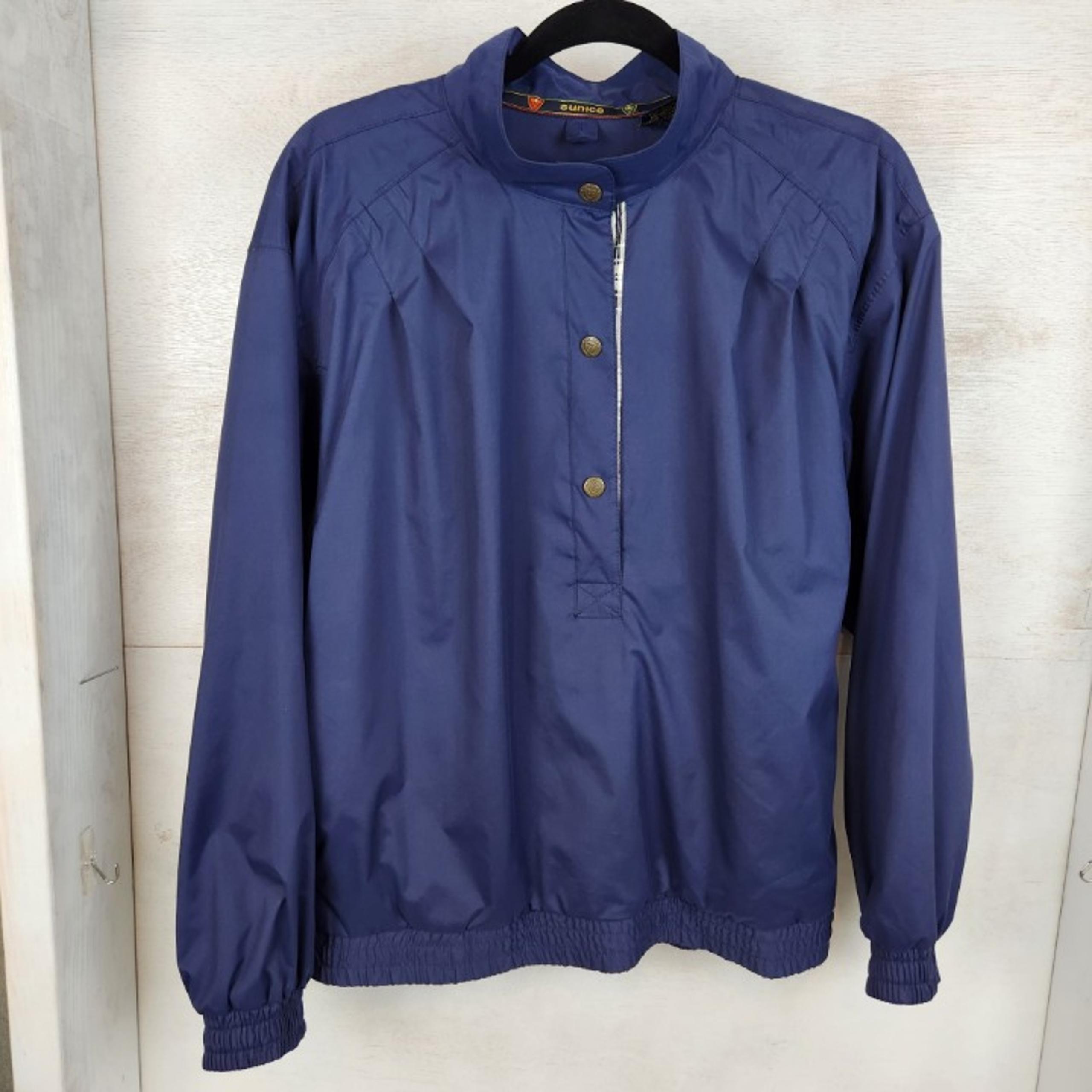 Sunice Women's 1/4 Snap Up Pullover Golf Windbreaker Small Blue & Tartan Pattern