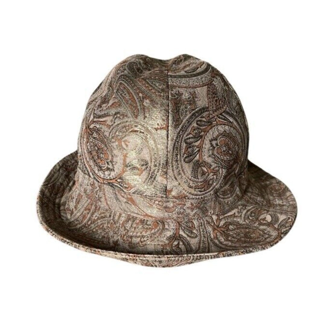 Vintage 80's Frank Olive for Neiman Marcus Paisley Hat Suede Feeling Fabric
