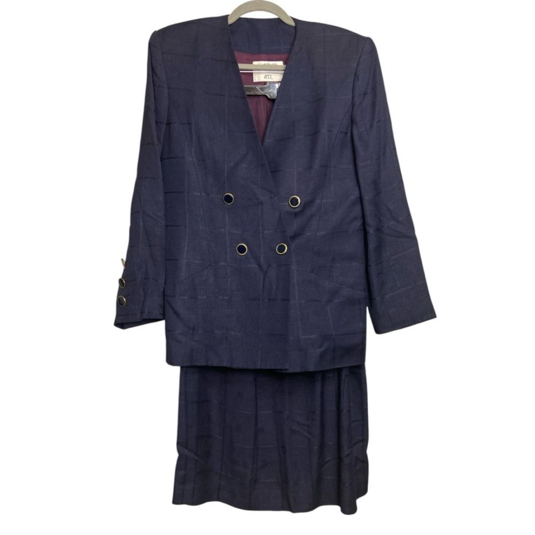 Vintage Kasper for A.S.L navy blue skirt suits set size 10