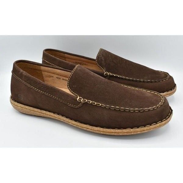Born Mens Size 13 Naldo Brown Moc Toe Suede Loafers Shoes