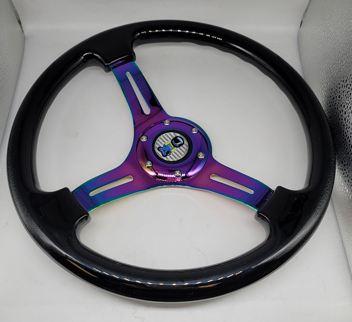 NEW 350MM 14 Universal Spoon ABS Racing Steering Wheel Black With Neo Spoke