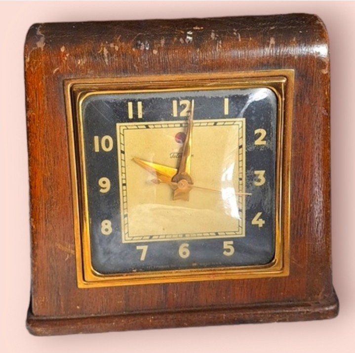 Vintage Wood Telechron Bedside Clock