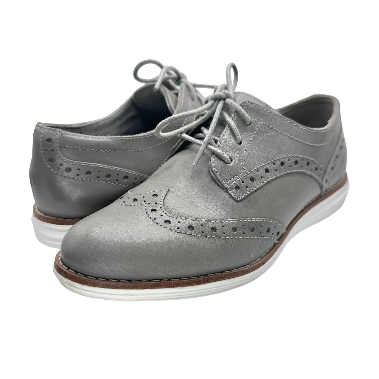 Cole Haan | Women | Grand OS Gray Leather Wingtip Oxford Shoes | Size 5.5 B