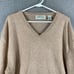 Orvis Sweater Mens L Beige Lambswool Pullover V-Neck Knit Long Sleeve