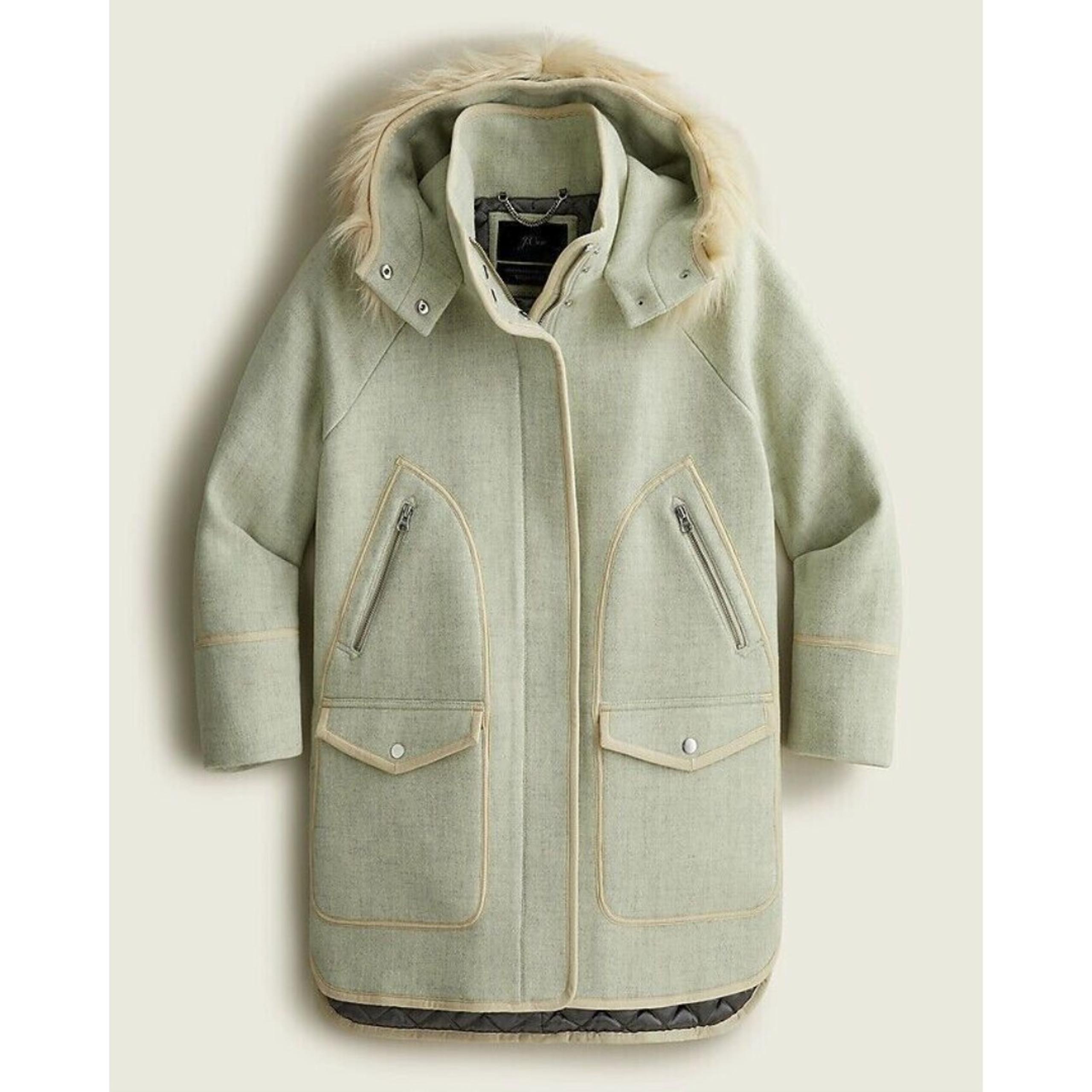 New Womens Summit Parka Italian Stadium Cloth Wool 12 Ecru Pink Gray J Crew Coat