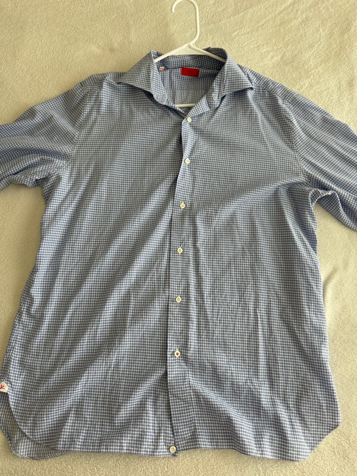 Isaia Napoli Blue Button up Dress Shirt