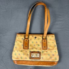 Vintage Dooney & Bourke Logo Y2K Rainbow Color Leather Trim Shoulder Purse M-11