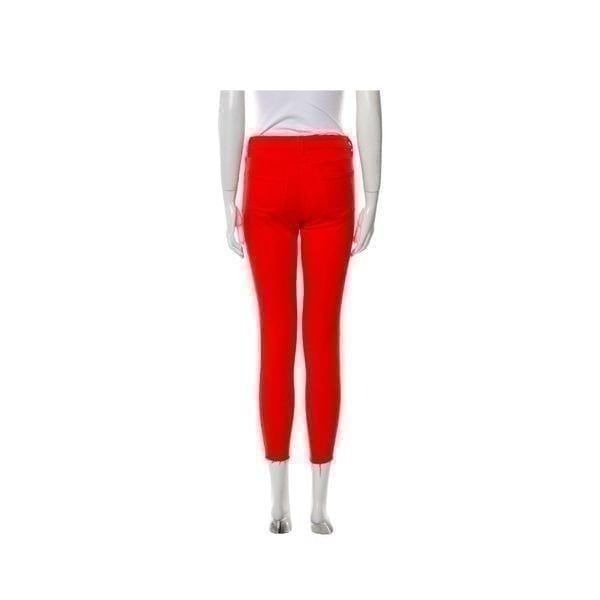 L'Agence Red Low-Rise Skinny Leg Raw-Edge Trim Jeans