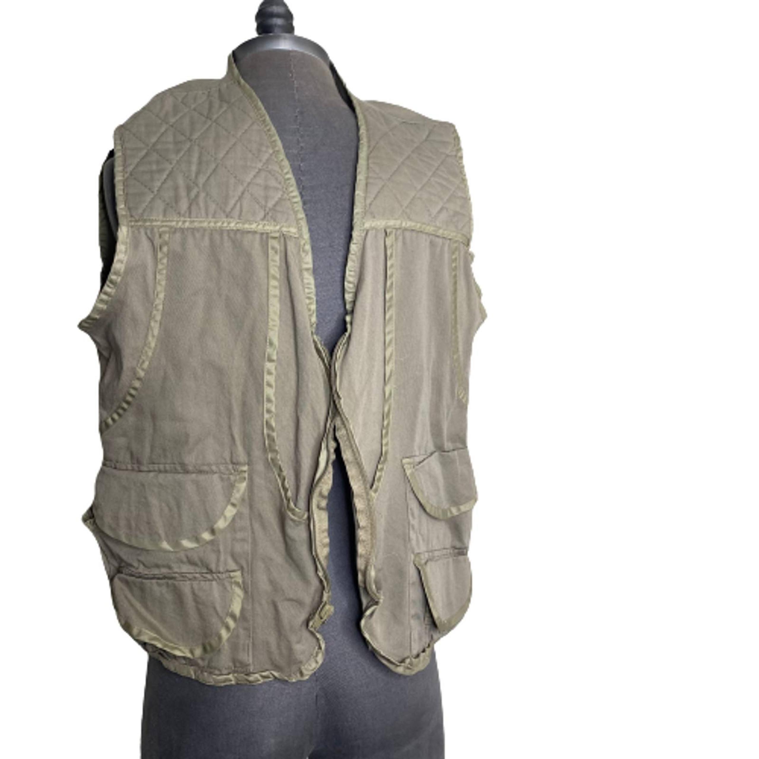 Vintage Ozark Trail Men' Flannel Lined Brown Plaid Zippered Fishing Vest Size L