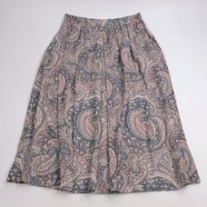 Vintage Jantzen Paisley Maxi Skirt Size 12 Pink Gray Elastic Waist