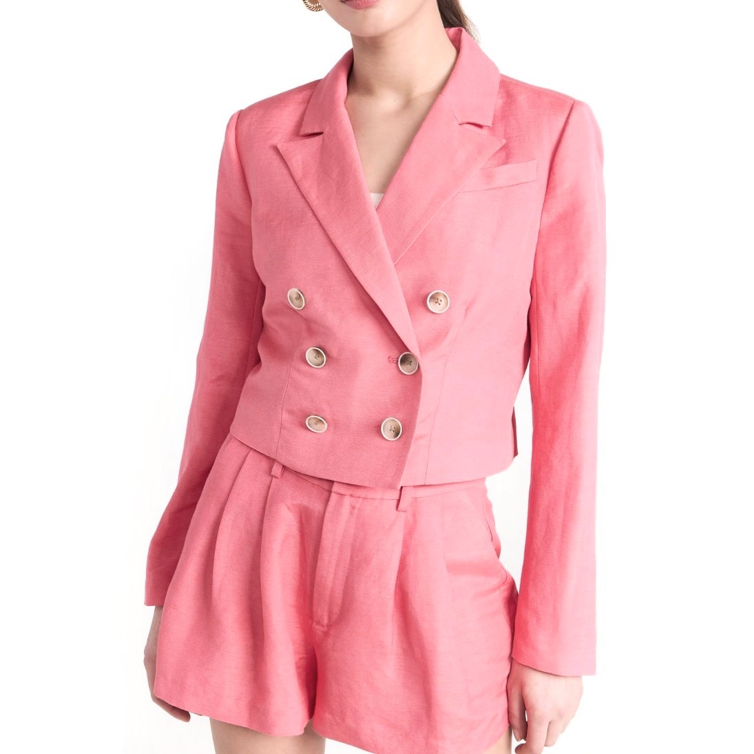 299 PAIGE PINK DOUBLE-BREASTED CROPPED BLAZER