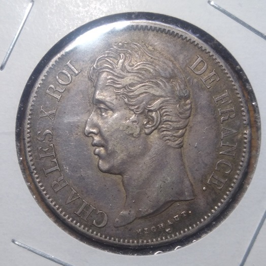 1827 france 5 francs silver charles x xf
