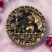 Vintage Victorian Rare Brass Picture Button Fanny Davenport with Parasol & Apple