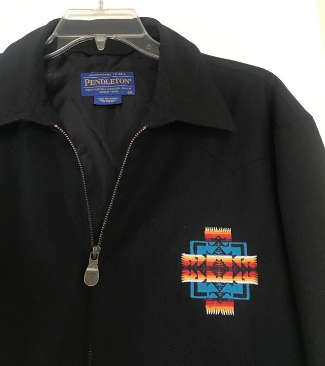 Pendleton Men XXL 2XL Lightweight Black Bomber Jacket Golf Chief Joseph Pattern