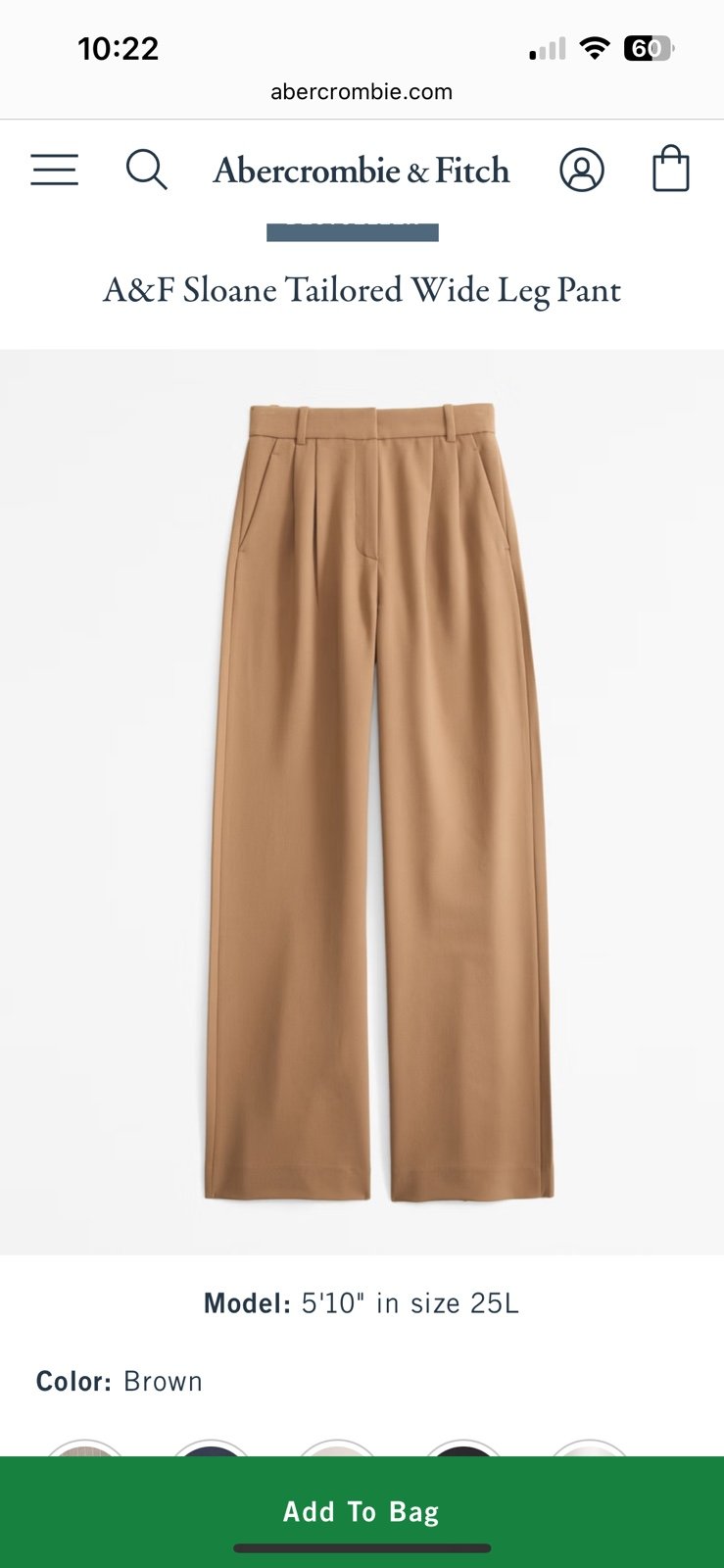 New Abercrombie & Fitch Sloane Pants Womens 36/22 Brown Tailored