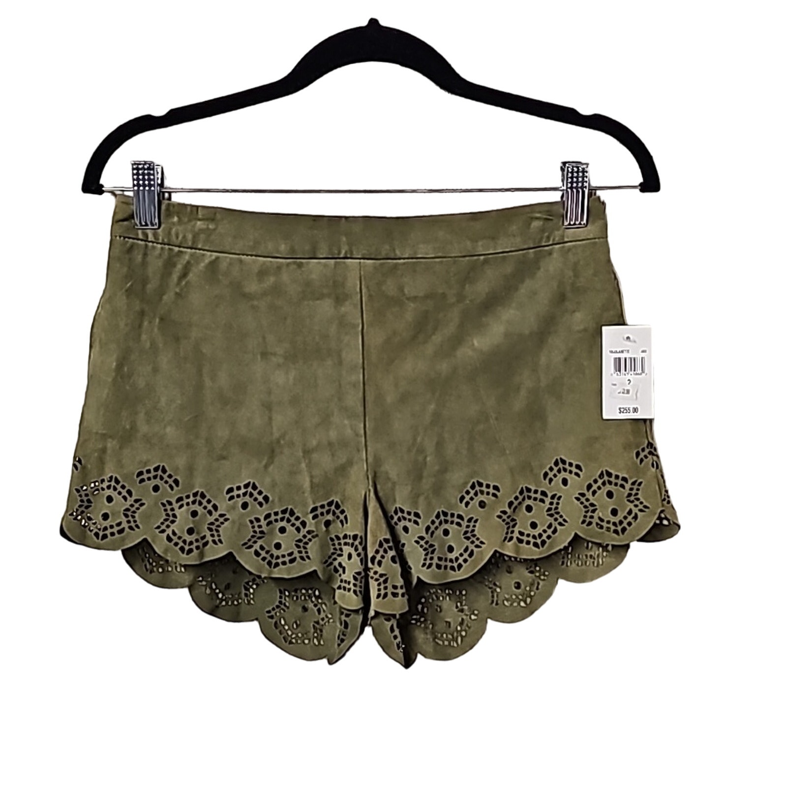 Lamarque Anjanette Green Suede Shorts, Women's 2, NWT