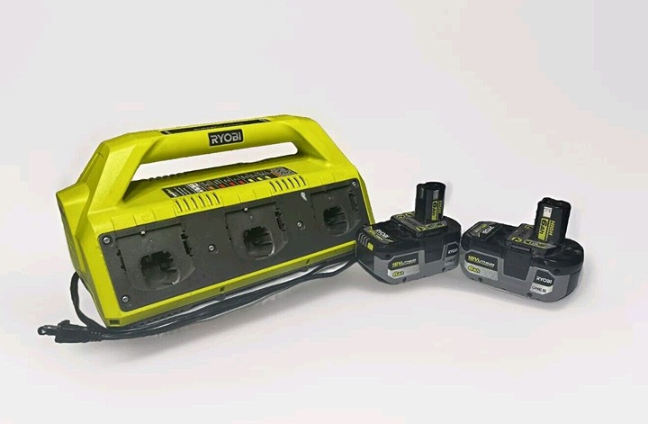 RYOBI ONE+ 18V 6-Port Fast Charger, With Two 6.0 Ah Lithium-Ion Batteries