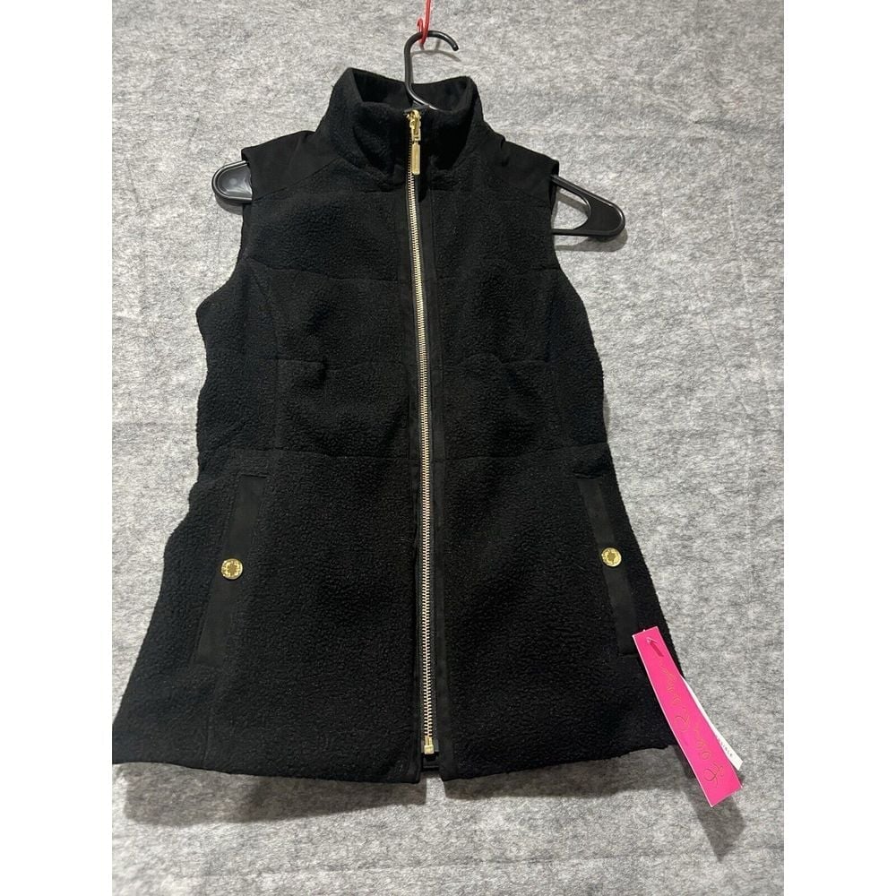 Lilly Pulitzer Skyden Reversible Suede and Fleece Vest Womens XXS Mob Wife 258.