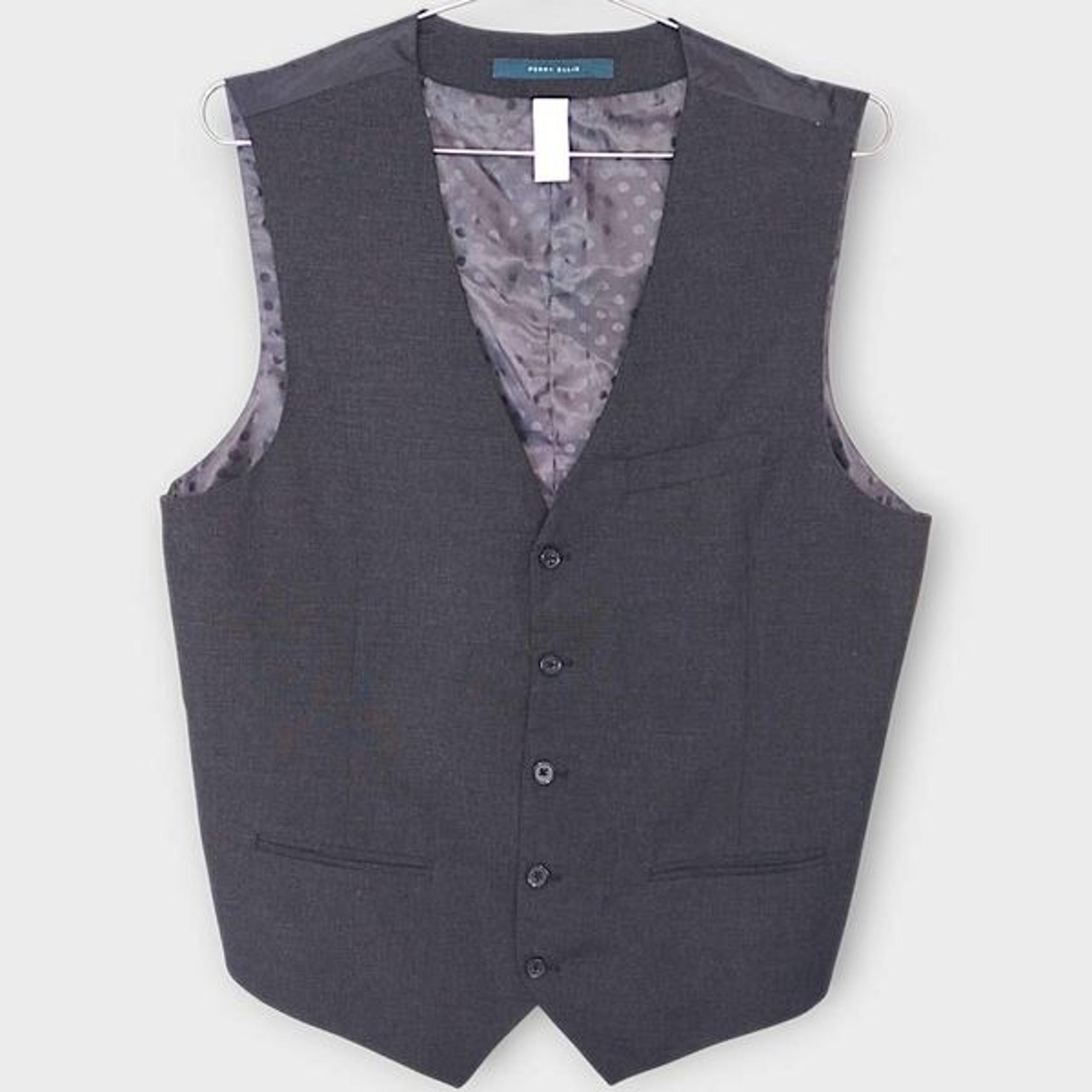 Mens Vest Sz L Slim Fit TRAVEL LUXE Wrinkle Resistant Dark Brown - Perry Ellis
