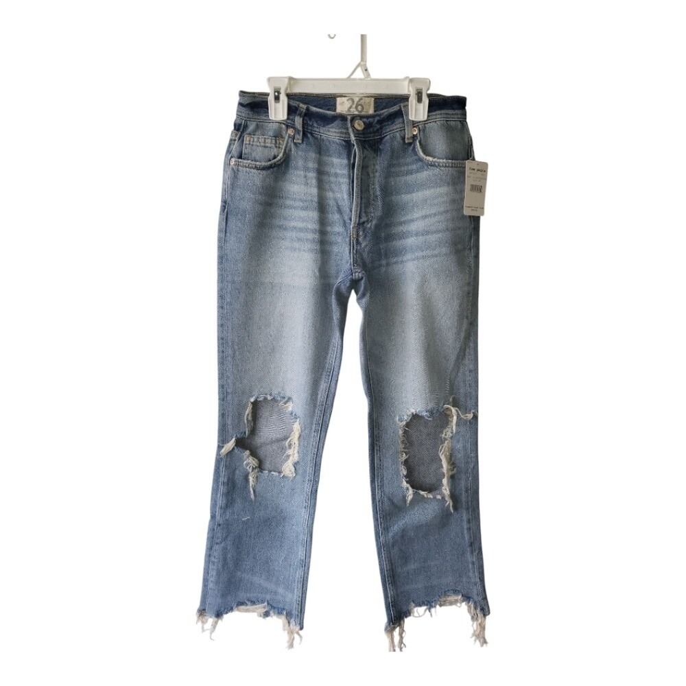 Free People Distressed High Rise Button Fly Jeans Size 26 New