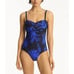 Sea Level Swim Tradewind Cross Front Bandeau One Piece Swimsuit in Night Sky 10