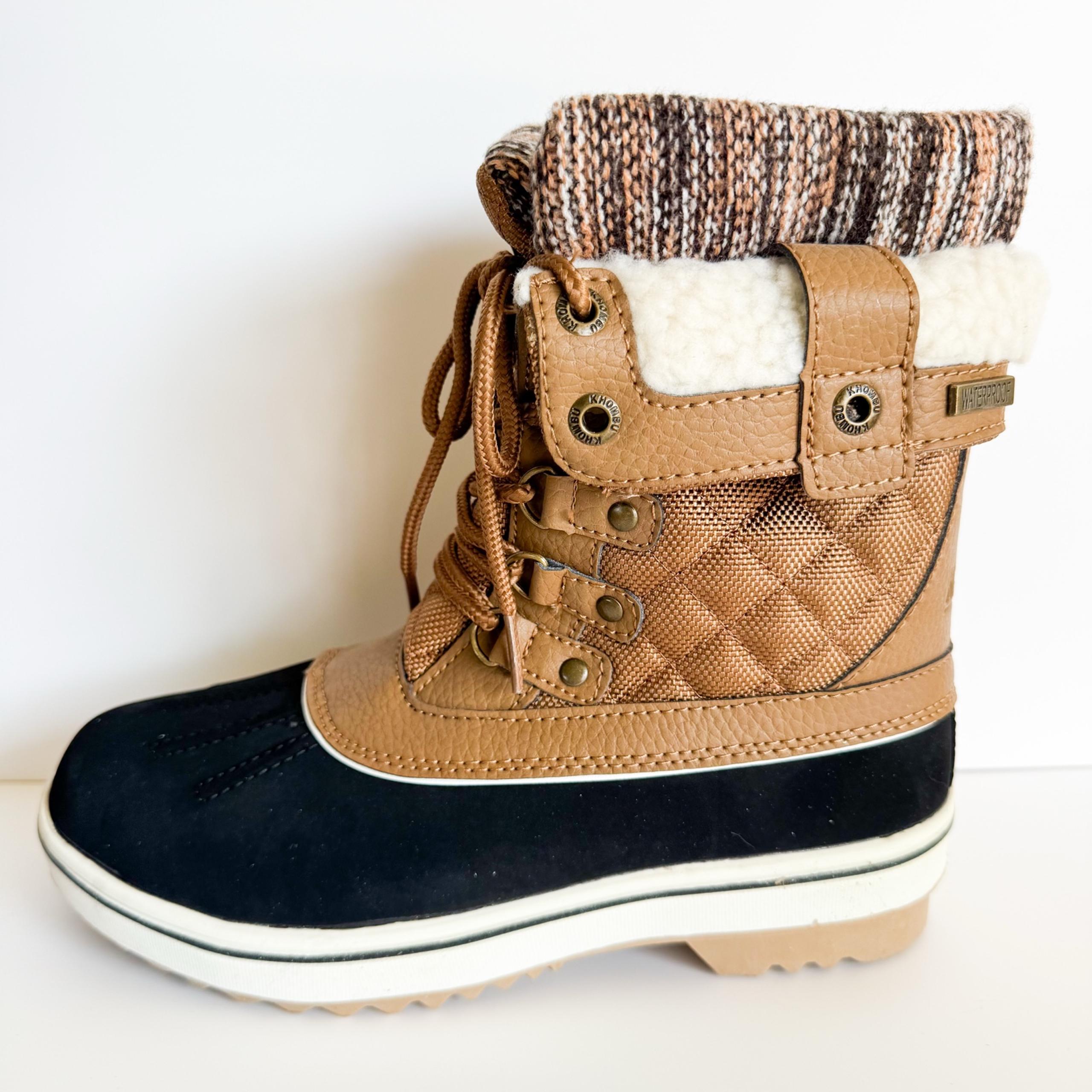 Khombu Winter Rain Boots with Quilted Upper Size 6 M