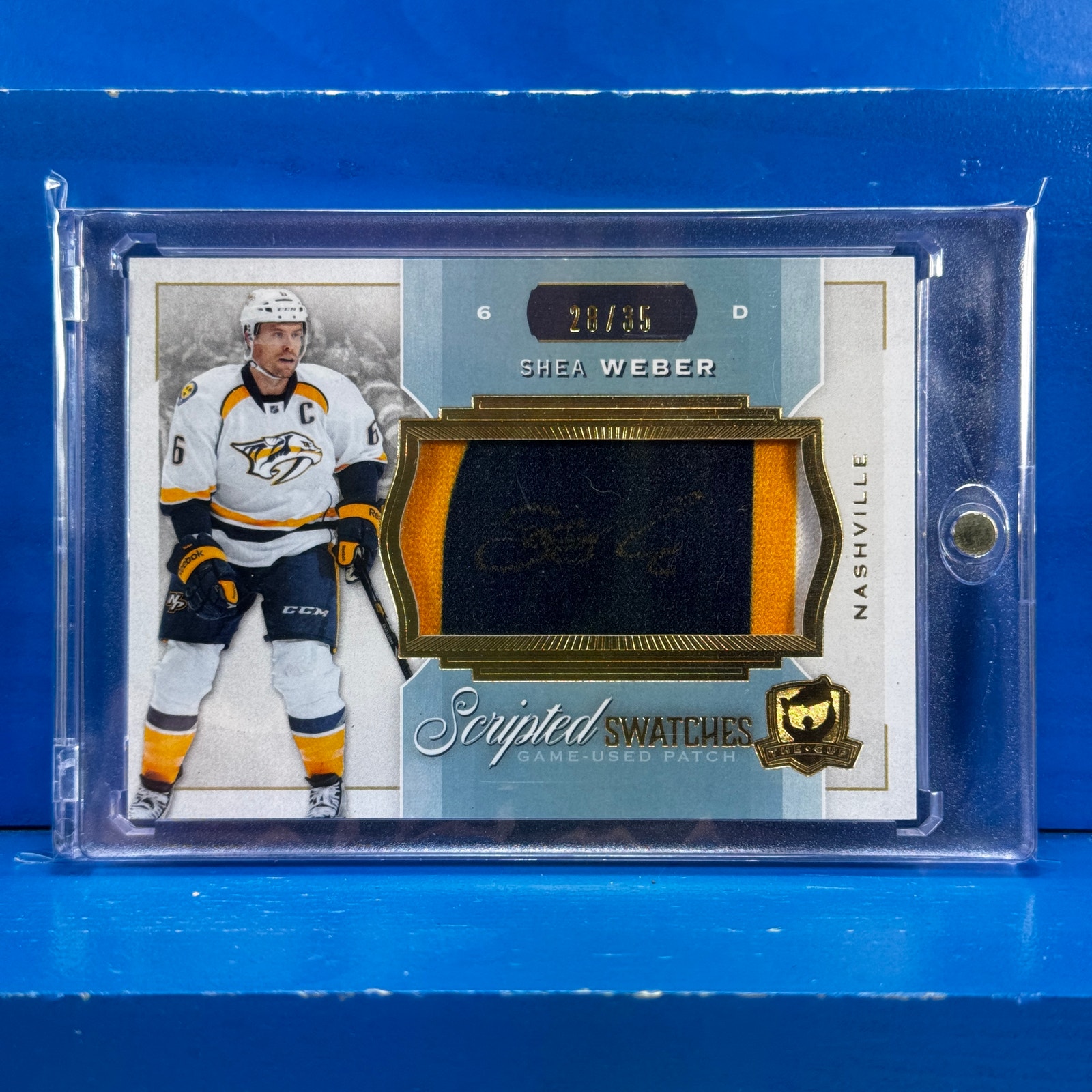 SHEA WEBER 2015 Upper Deck The Cup Scripted Swatches Game Used Jersey Auto /35