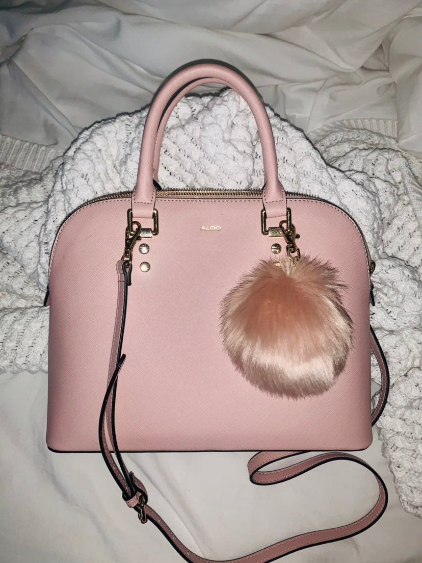 ALDO DUROSTY Pink Crushed Velvet Handbag Women’s Purse Top Handle Shoulder Bag