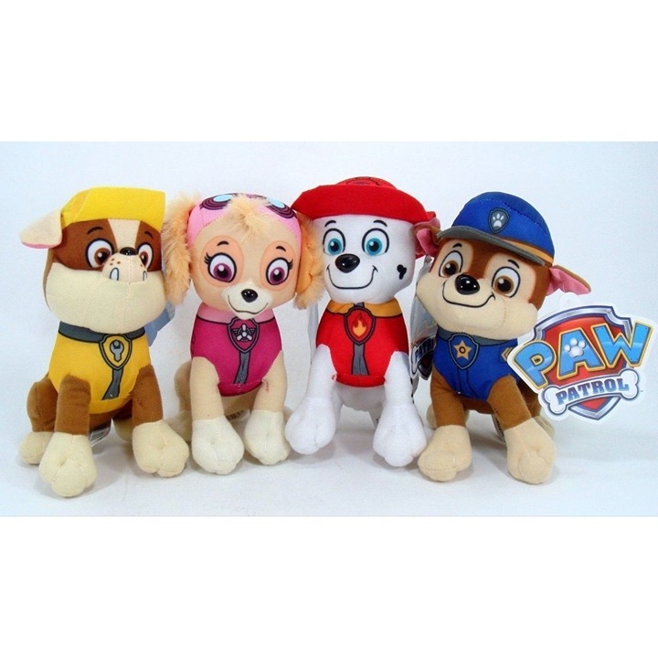 New 8 Paw Patrol Plush Stuffed Animal Toy Set: Chase, Rubble, Marshall & Skye