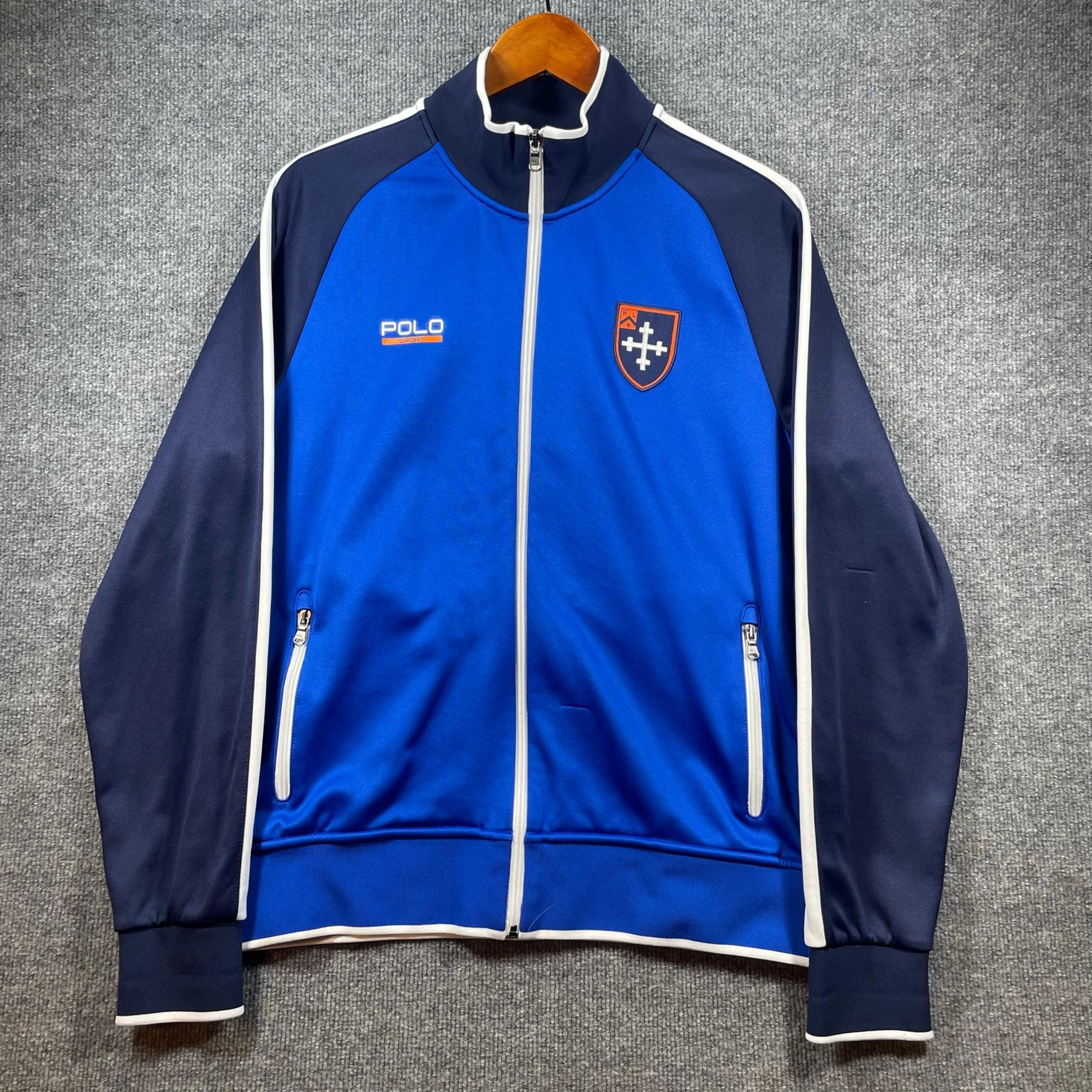 Polo Sport Performance Full Zip Track Jacket Men's Large Blue Zip Pockets READ