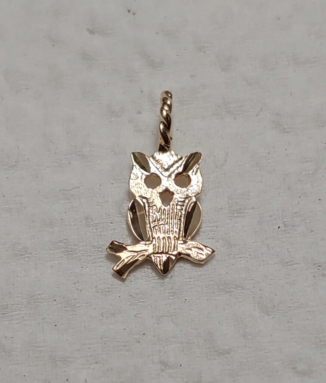 New 14k Yellow Gold Owl Charm Pendant