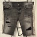 True Religion Black Denim Geno Straight Relaxed Slim Fit distressed shorts Sz 38