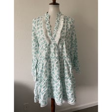 Kenny Flowers Mini Tunic Dress Cover Up Tiered Fringe Maldives