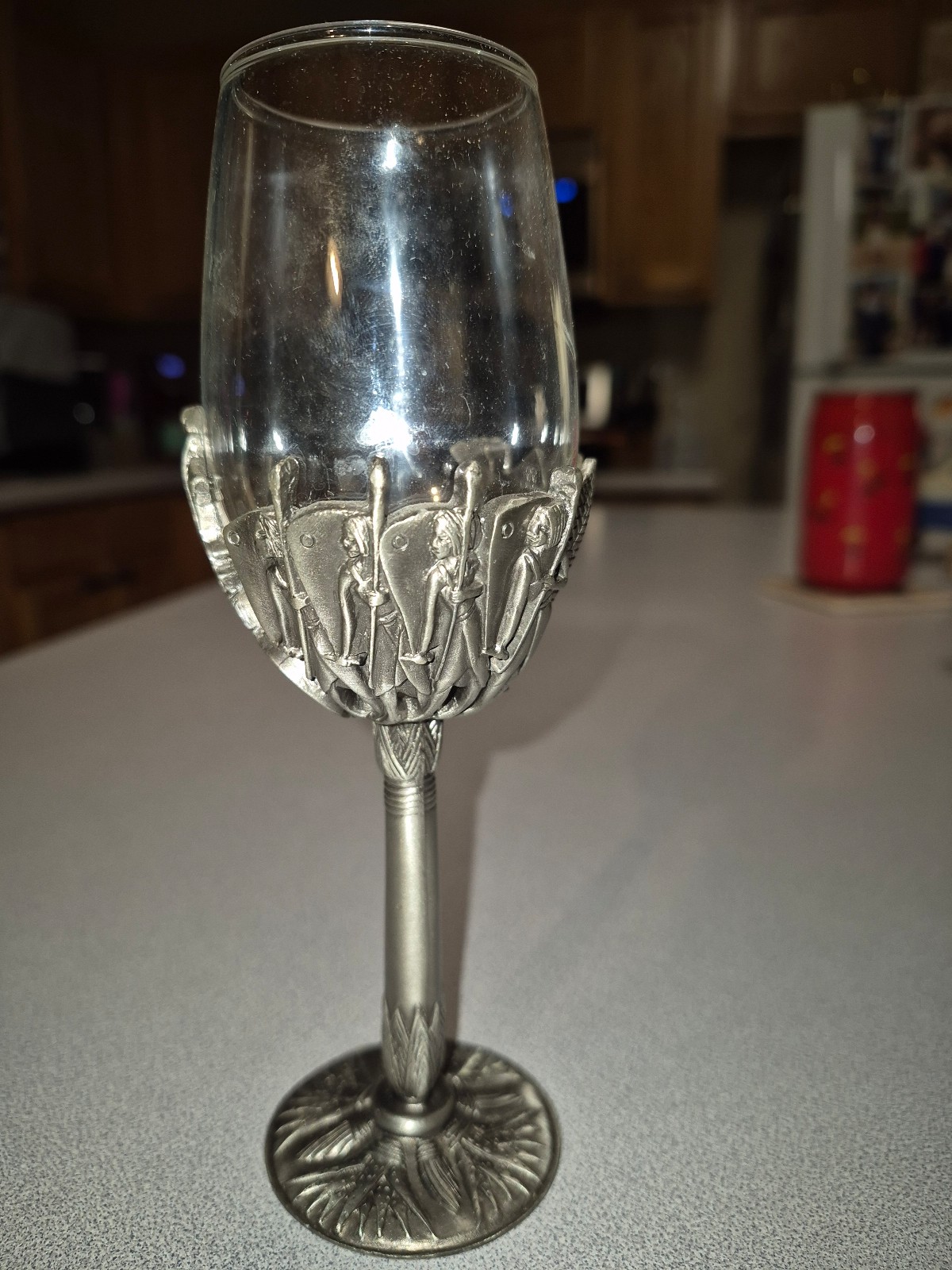 GlassUnique Heavy Pewter Egyptian Glass Cup Made in Egypt