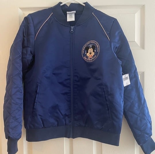 Walt Disney World 50th Anniversary Blue Satin Bomber Jacket Size M