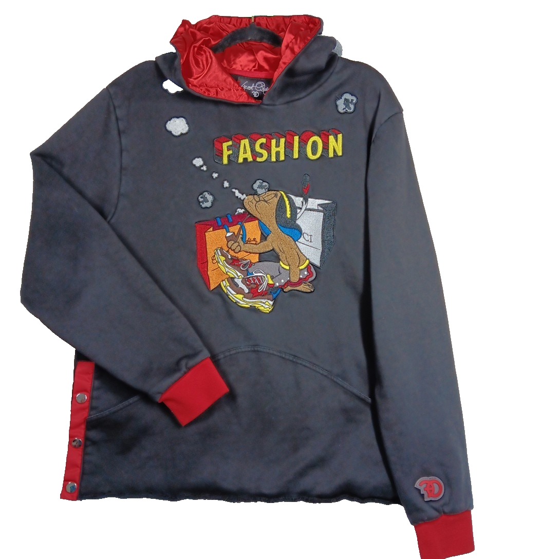 Frost Original High Fashion Men's Hooded Large Black Kangaroo Pockets Embroidery