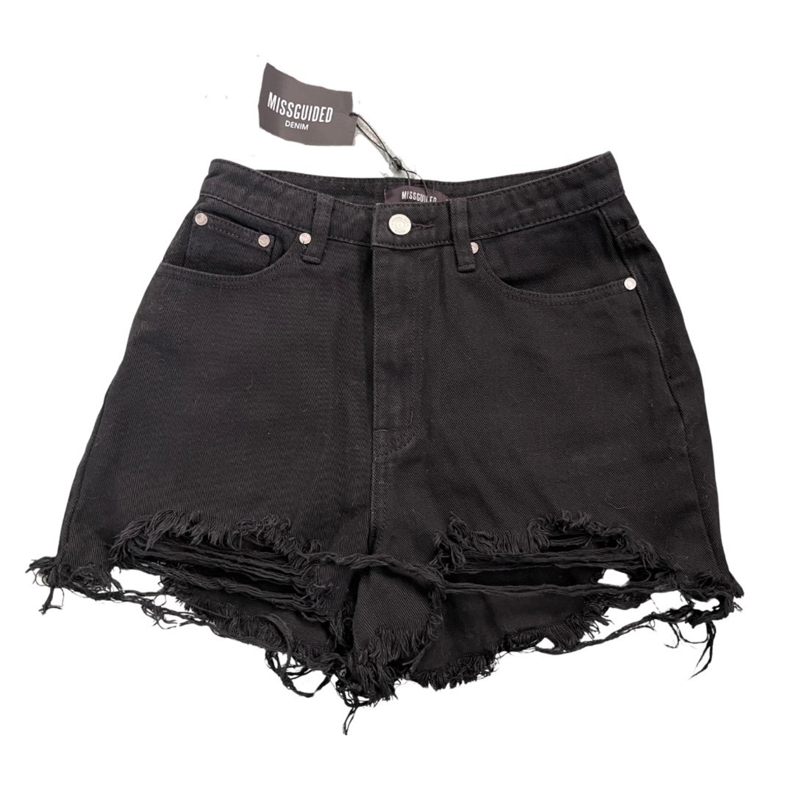 NWT Missguided High Waisted Distressed/Ripped Denim Shorts Women’s Size 0