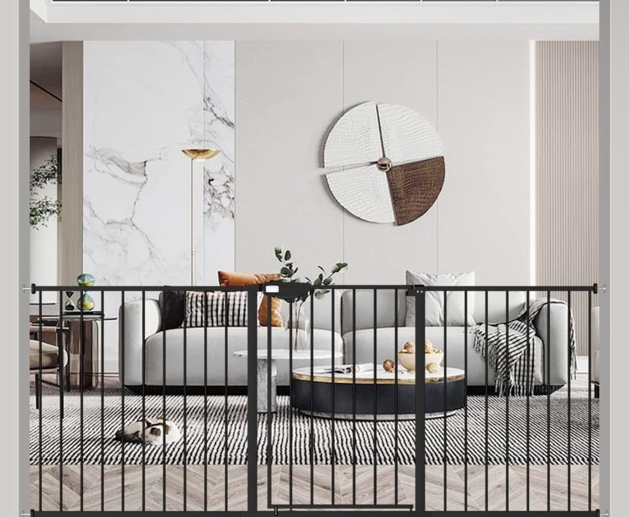 WAOWAO Triple Lock Baby Gate Extra Wide 72.04-76.77 Pressure Mounted Walk Throu