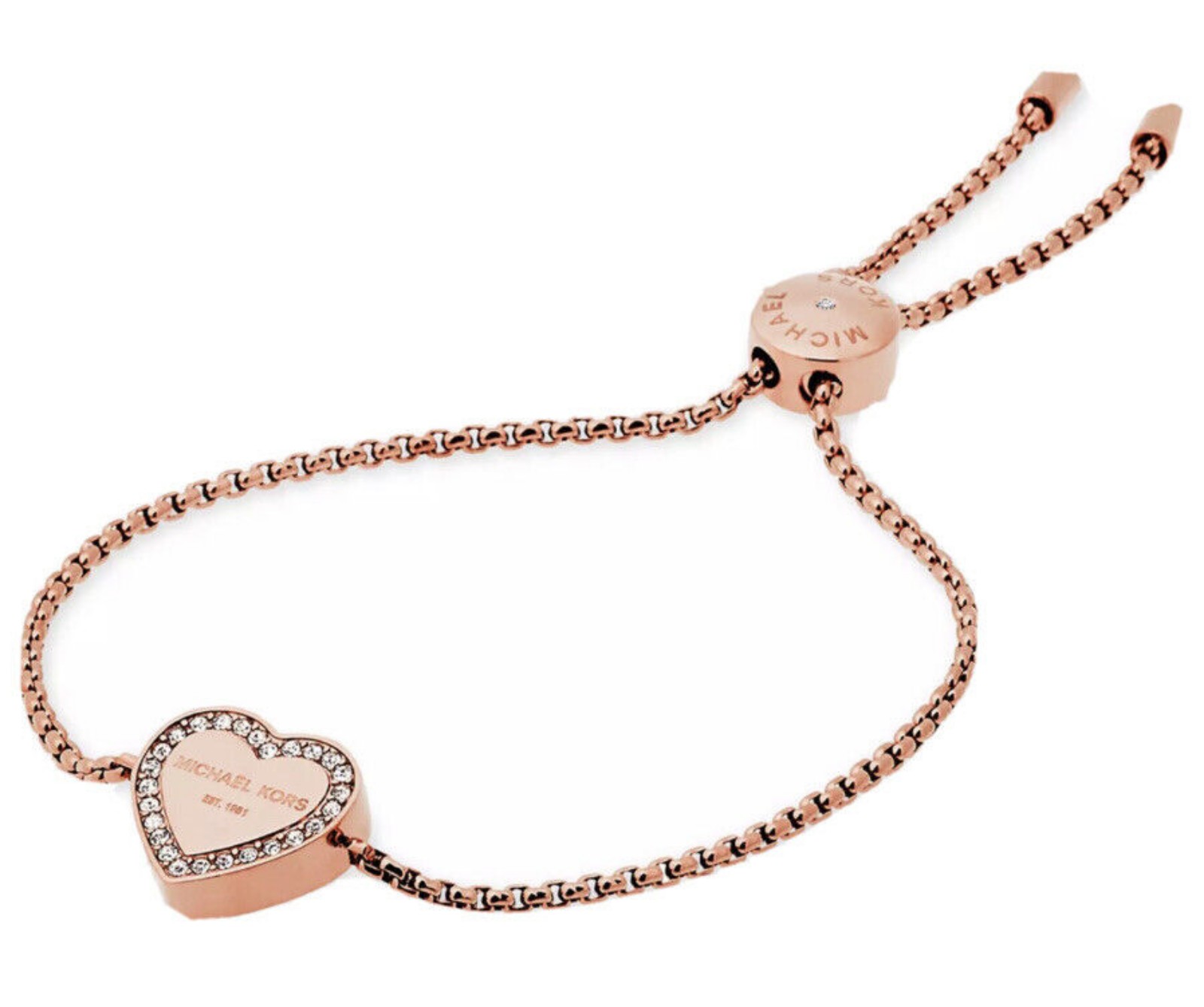 Michael Kors Rose Gold Crystal Heart Slider Bracelet