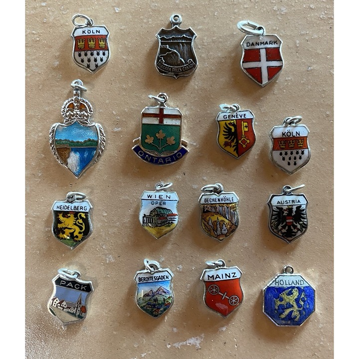 15 Vintage International Travel Charms All Enamel But One